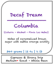 Load image into Gallery viewer, Medium+ Roast - Columbia - DECAF DREAM (Decaffeinated)
